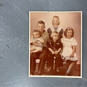 Old Faded Photograph Kids Children Teens Family